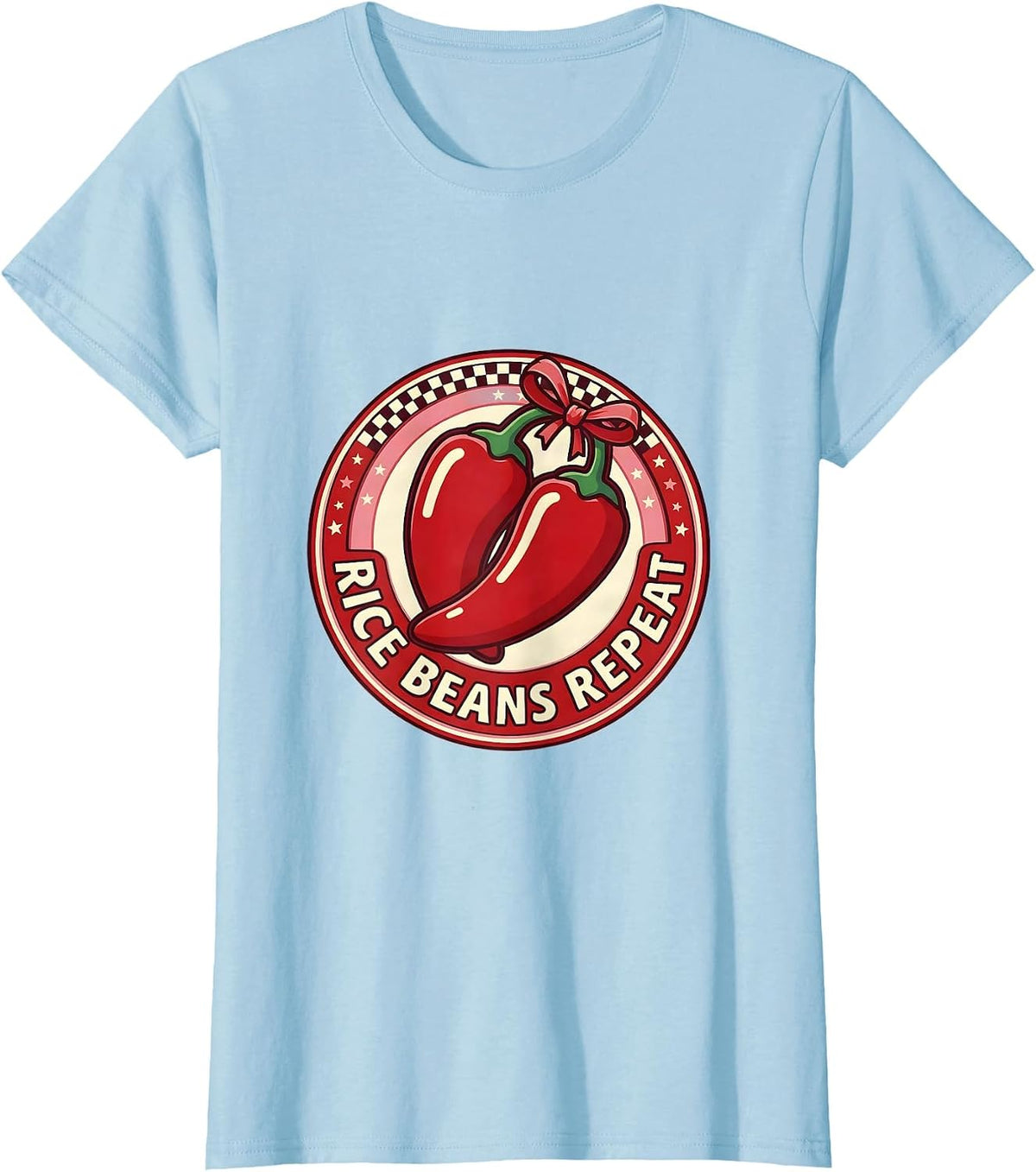 Rice Beans Repeat Mexican Culture Design T-Shirt - Baby Blue