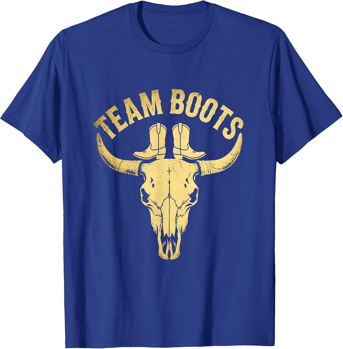 Team Boots Boho Western Gender Reveal Family Tribute T-Shirt - Royal Blue