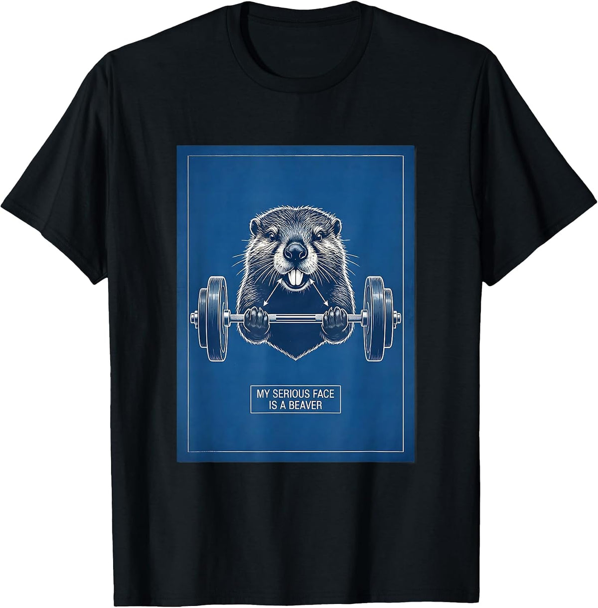 Men's My Serious Face Is A Beaver Funny Gym Weightlifting Workout T-Shirt - Black