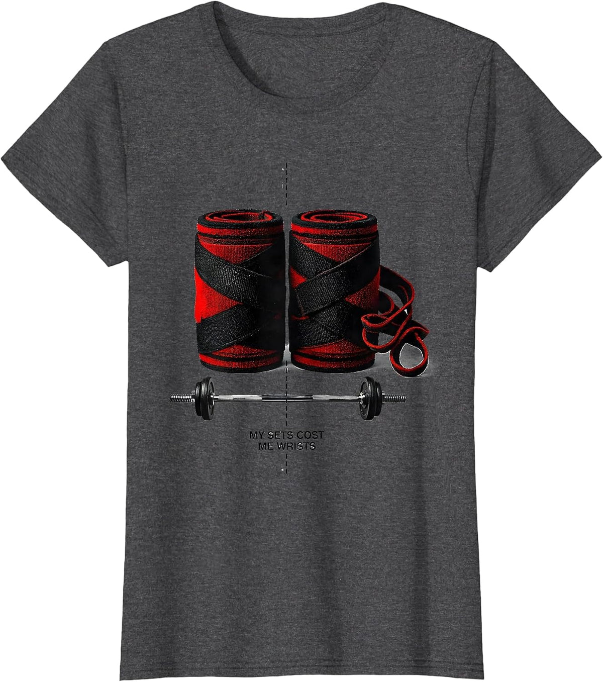Women's My Sets Cost Me Wrists Funny Gym Workout Weightlifting T-Shirt - Dark Heather Grey