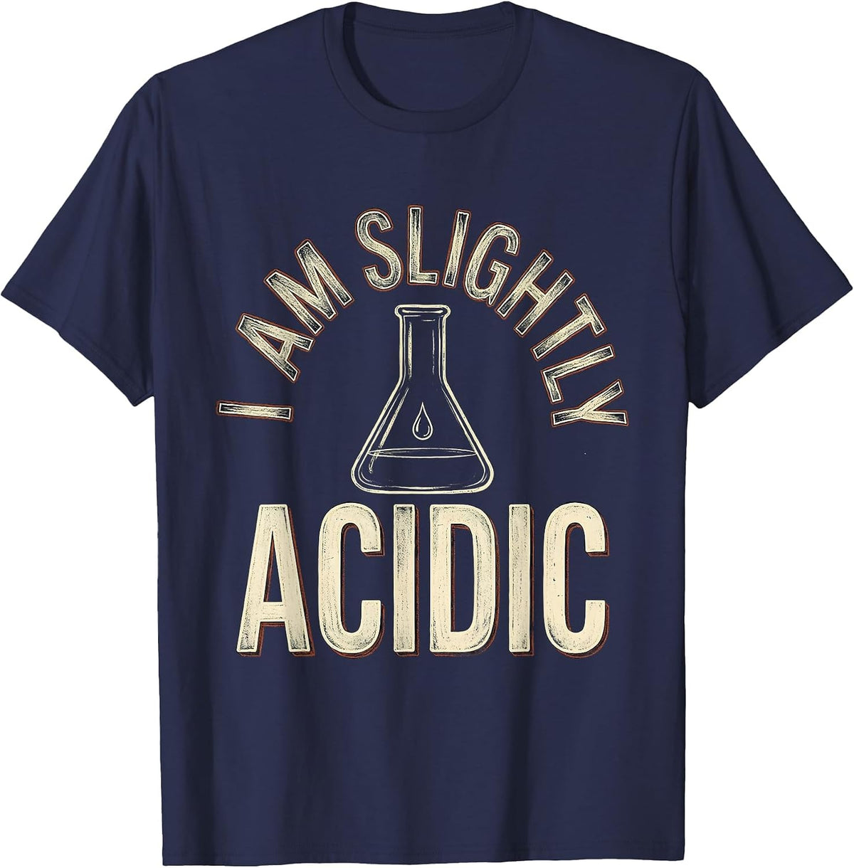 Men's I Am Slightly Acidic Vintage Science Humor Chemistry Gift T-Shirt - Navy Blue