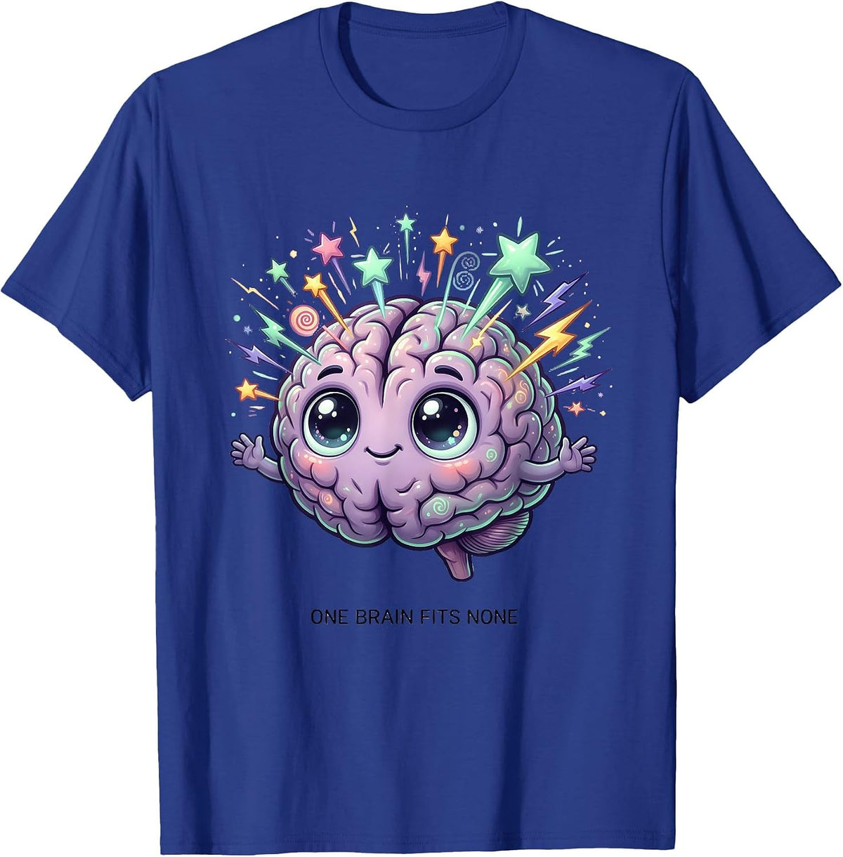 One Brain Fits None Neurodiversity Design T-Shirt - Royal Blue