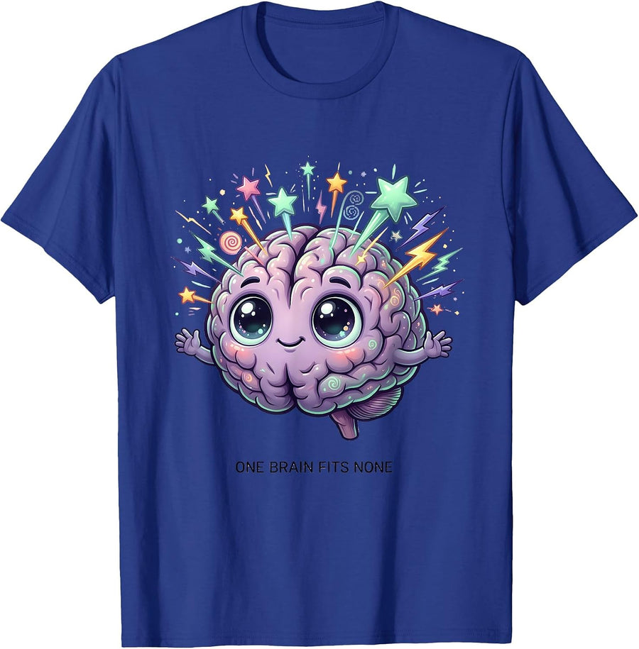 One Brain Fits None Neurodiversity Design T-Shirt - Royal Blue