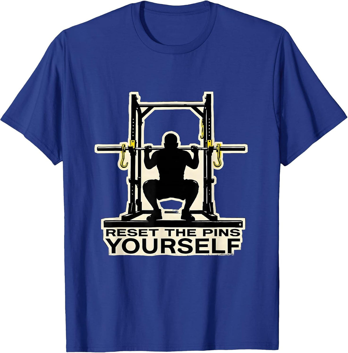 Men's Reset The Pins Yourself Funny Gym Workout Deadpan T-Shirt - Royal Blue