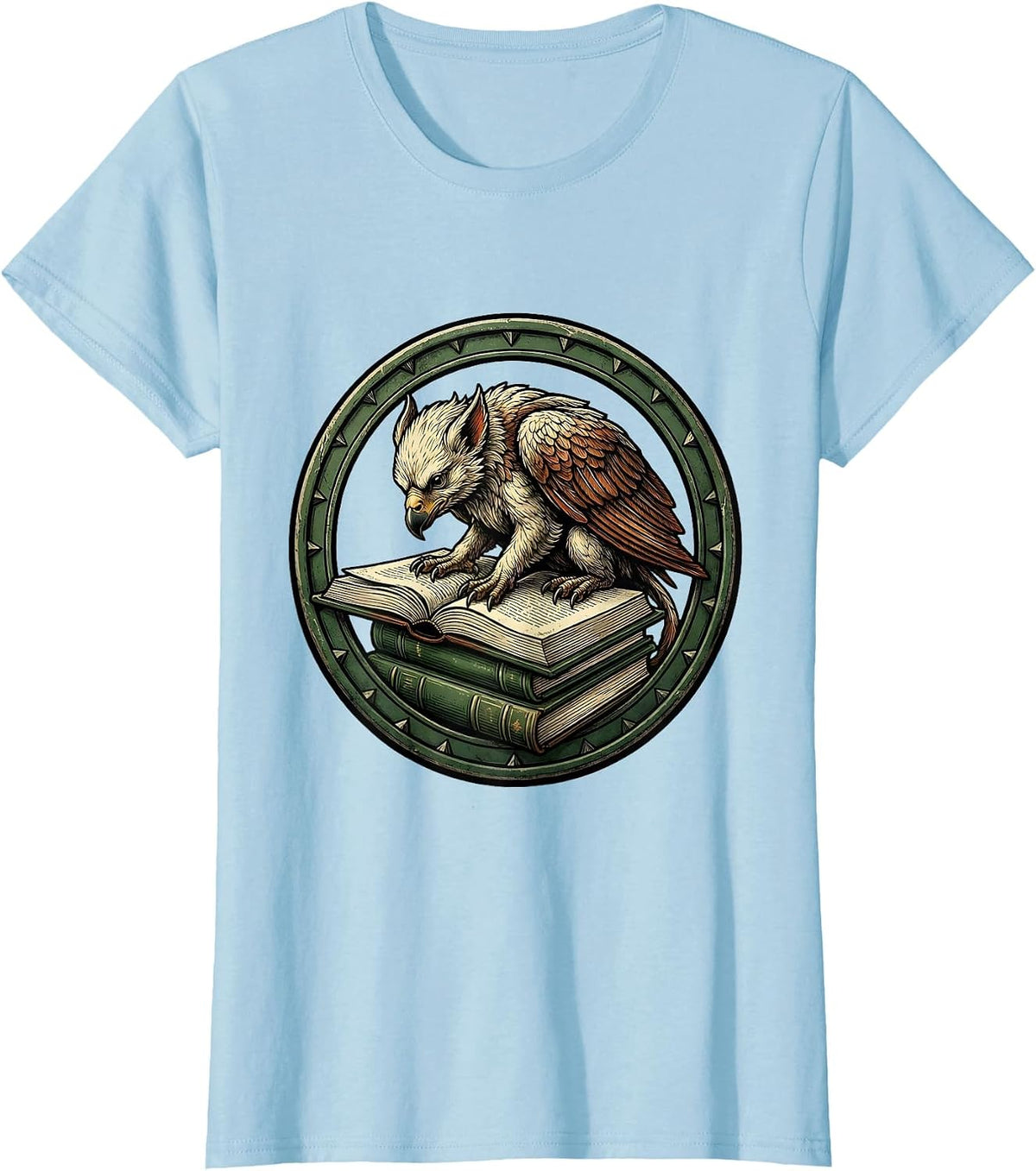 Vintage Bookworm Griffin Cub Reader Humor T-Shirt - Baby Blue