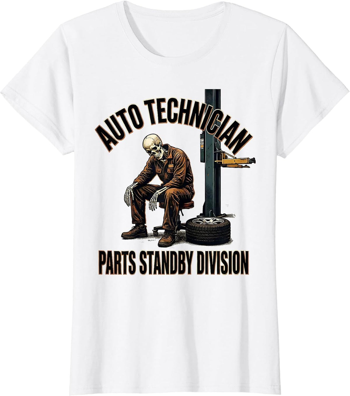 Women's Auto Technician Parts Standby Division Funny Mechanic T-Shirt - White