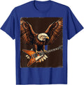 Eagle Gripping Flying-V Guitar Rock Music Graphic T-Shirt - Royal Blue