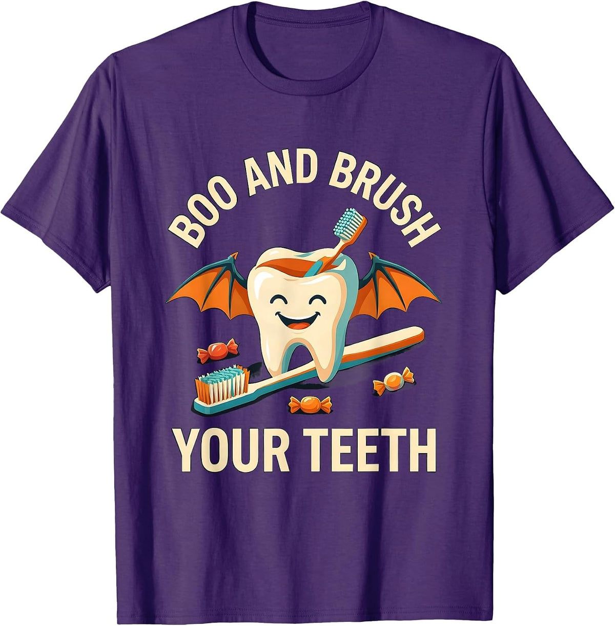 Boo And Brush Your Teeth Playful Halloween Dentist Costume T-Shirt - Purple
