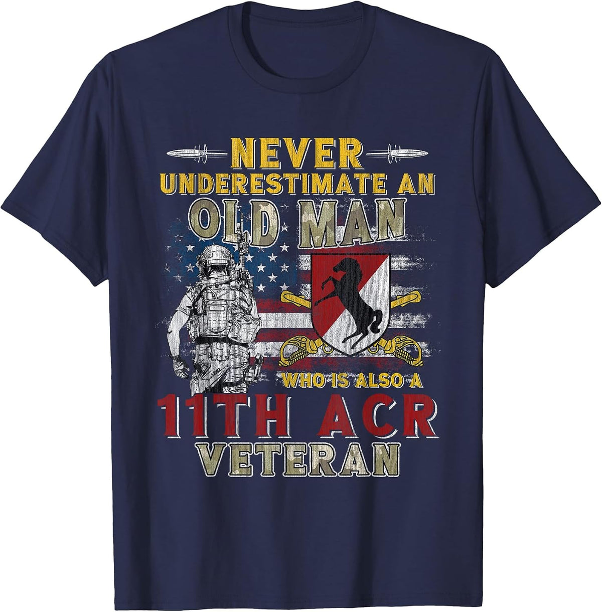 11th Armored Cavalry Regiment Blackhorse Regiment Fort Irwin T-Shirt - Navy Blue