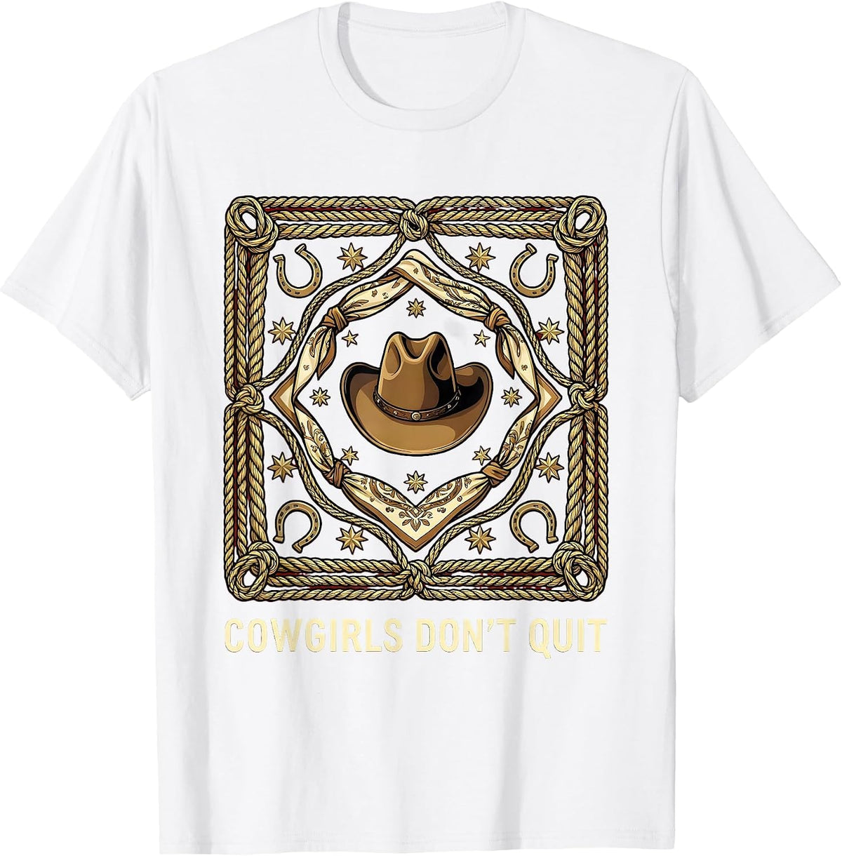 Men's Cowgirls Don't Quit Western Rodeo Design T-Shirt - White