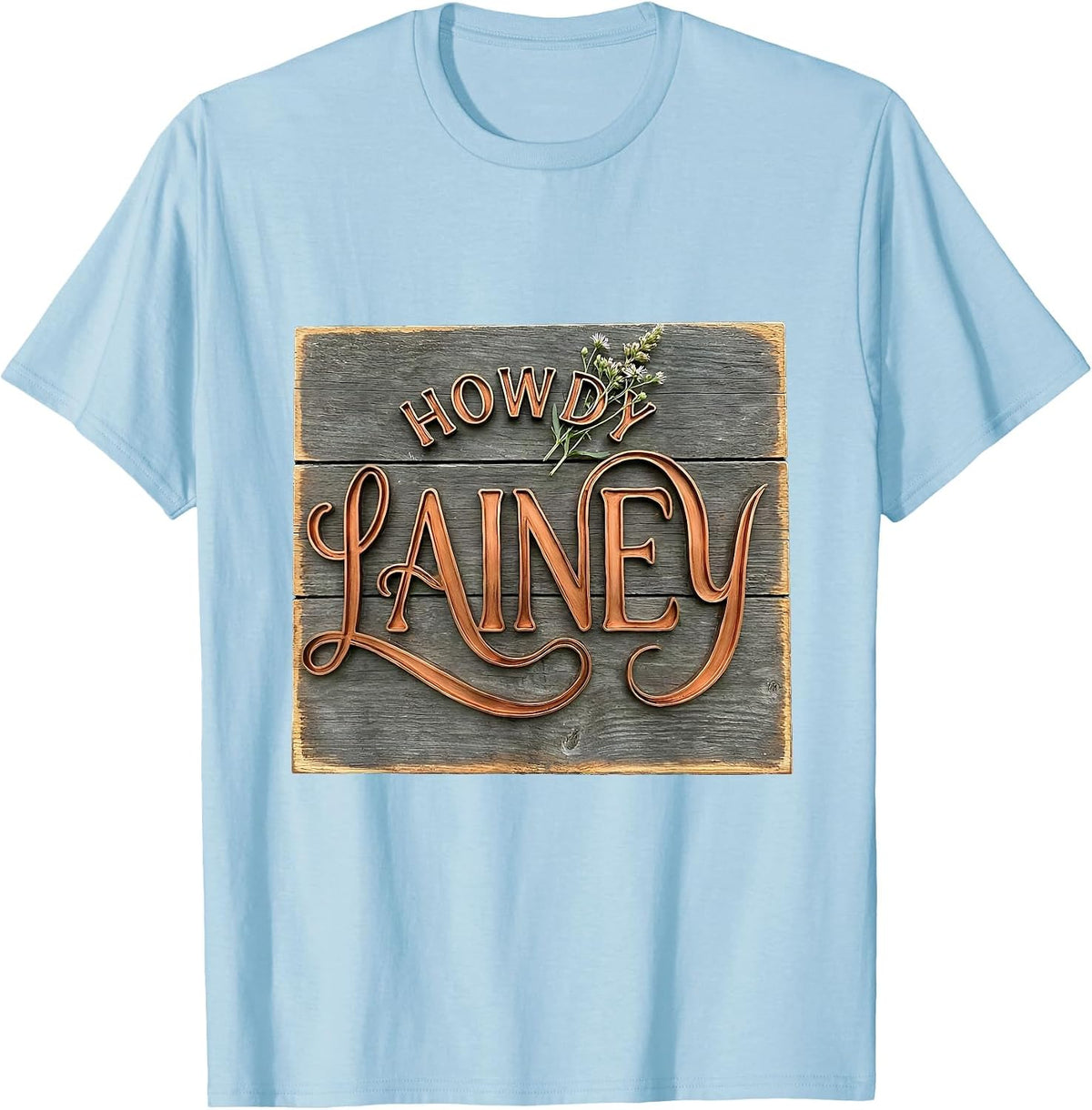 Men's Howdy Lainey Boho Typography Western Cowgirl Name Gift T-Shirt - Baby Blue