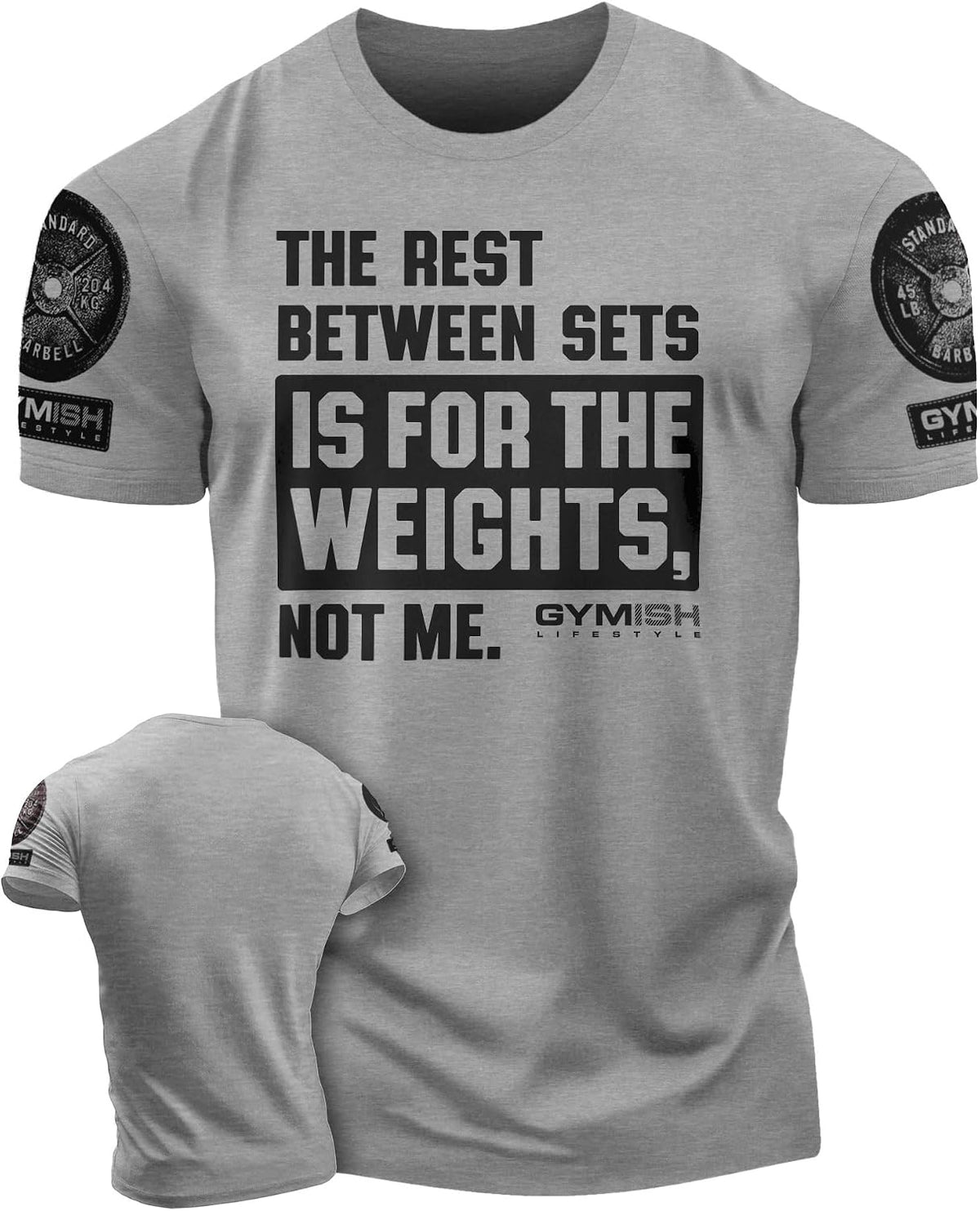 Rest Between Sets Mens Bodybuilding T-Shirts Graphic Tees Short Sleeve Workout Shirt - 2. Rest Between Sets Grey Branded