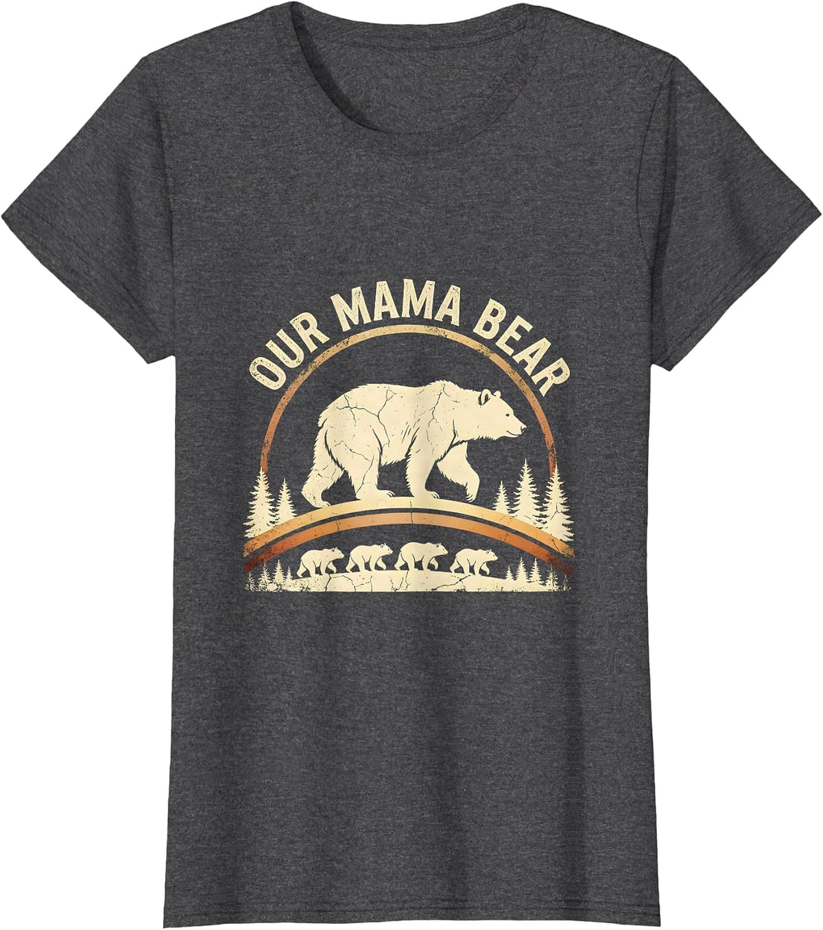 Women's Our Mama Bear Boho Western Mama Cub Matching Family T-Shirt - Dark Heather Grey