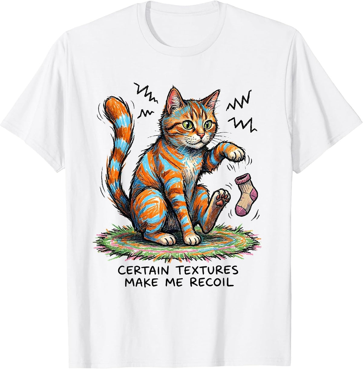 Men's Certain Textures Make Me Recoil Naive Kidcore Neurodiversity T-Shirt - White