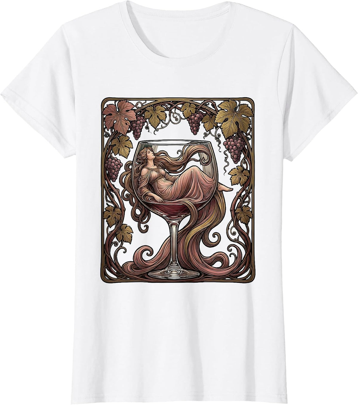 Women's Mimi Lounging in Giant Wine Glass Illustration T-Shirt - White