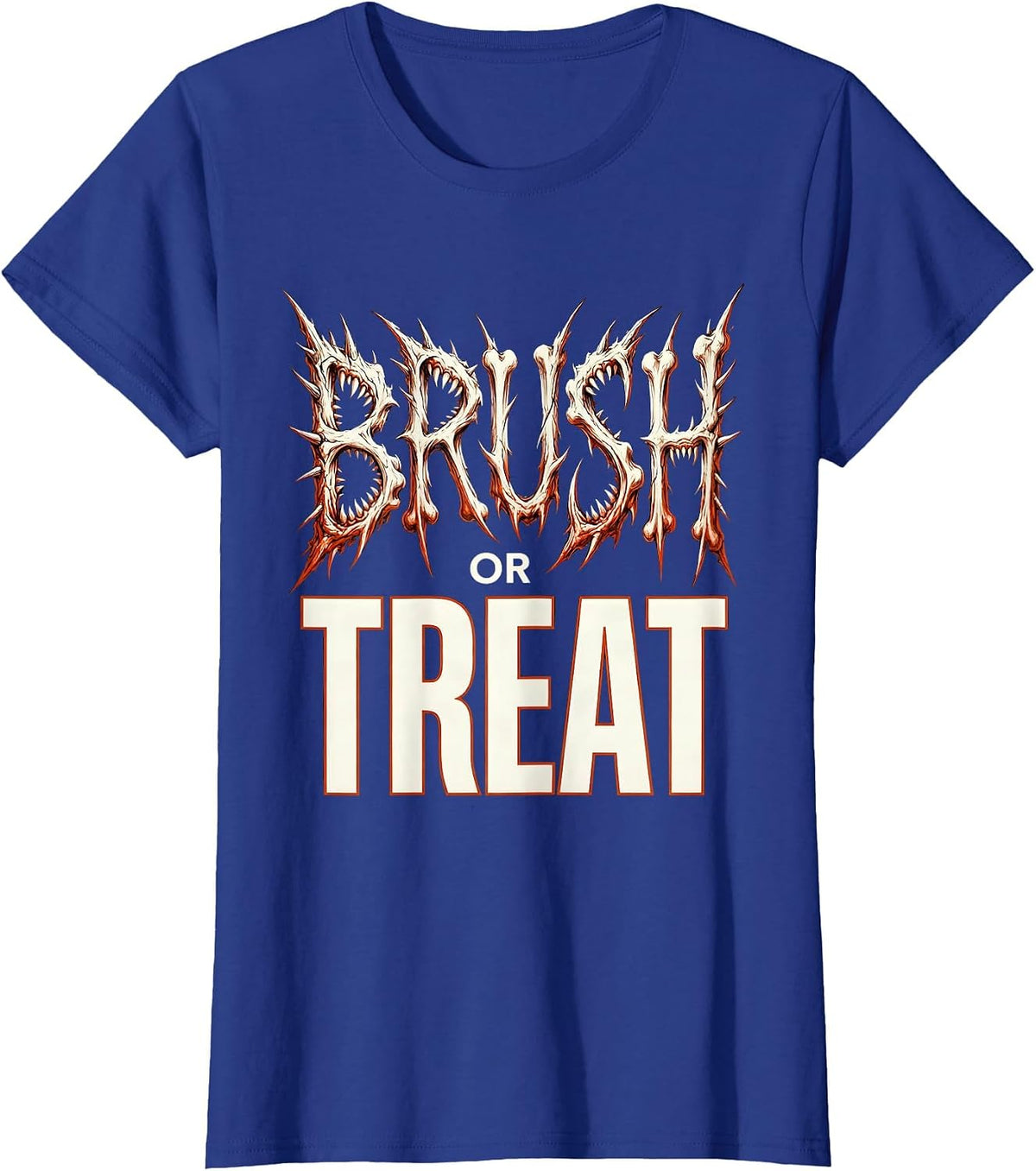 Women's Brush or Treat Dental Halloween Design T-Shirt - Royal Blue