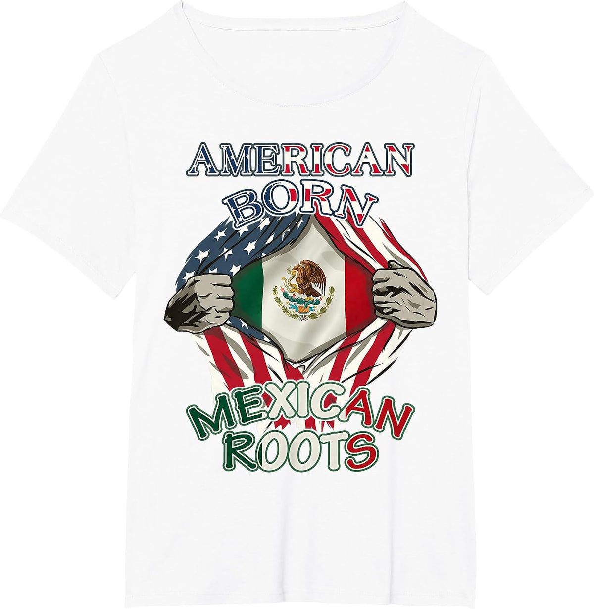 American Born Mexican Tribal T-Shirt Proud USA Love Mexico T-Shirt - White