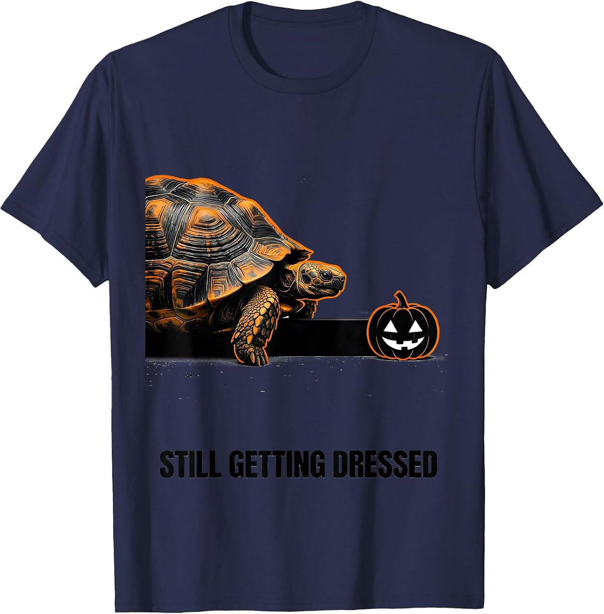 Still Getting Dressed Funny Halloween Costume Turtle Shell T-Shirt - Navy Blue