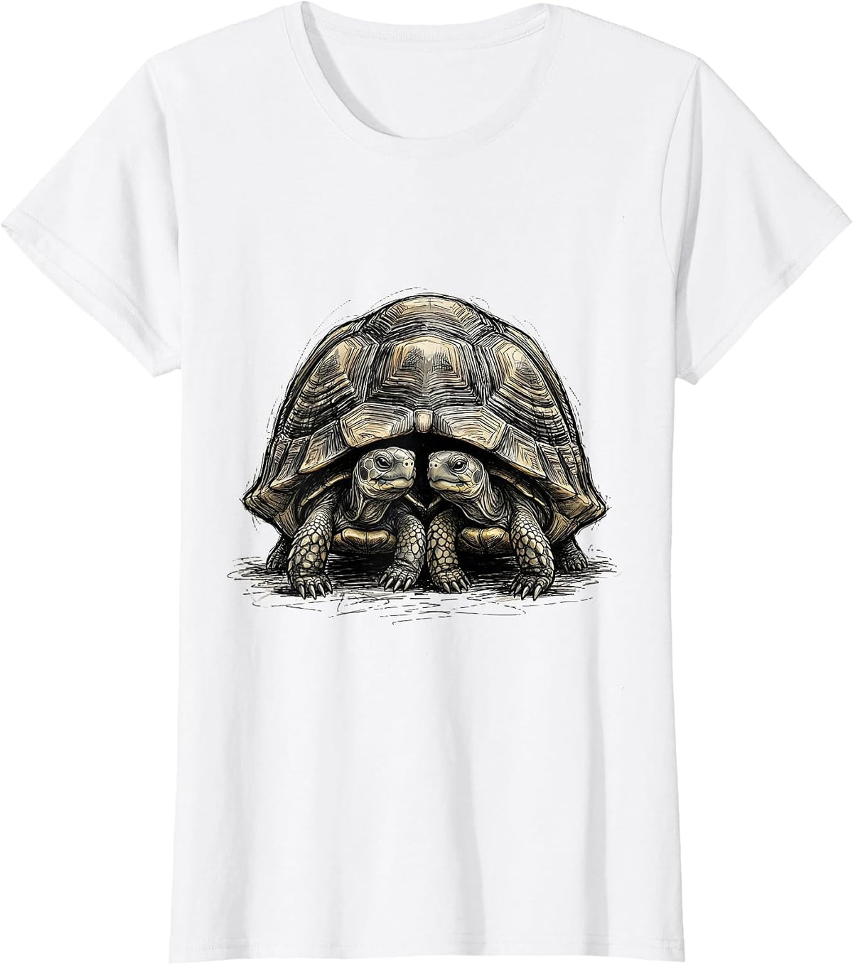Women's Best Friends Sharing a Shell Cute Turtle Design T-Shirt - White