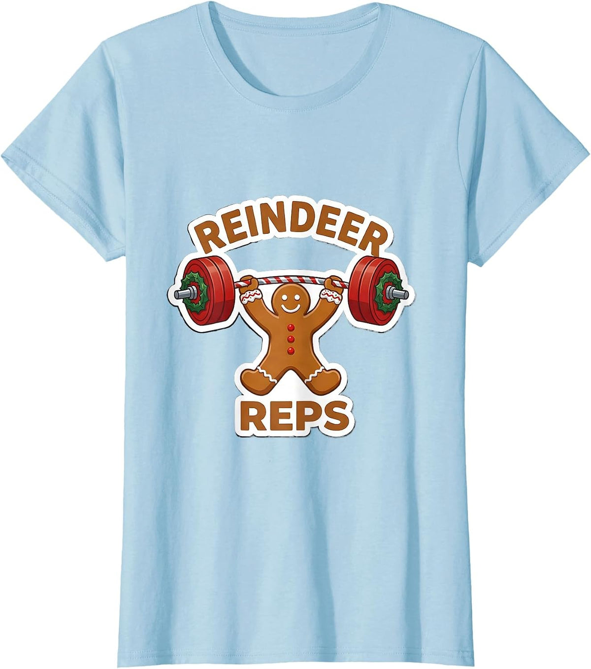 Women's Reindeer Reps Funny Christmas Gym Weightlifting Workout T-Shirt - Baby Blue