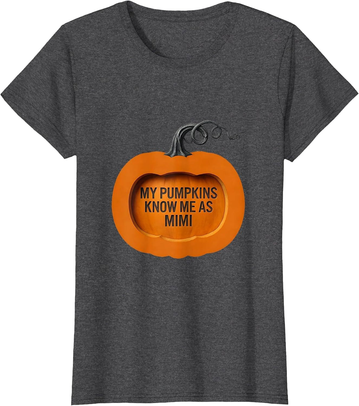 Women's My Pumpkins Know Me As Mimi Funny Halloween Pumpkin Novelty T-Shirt - Dark Heather Grey
