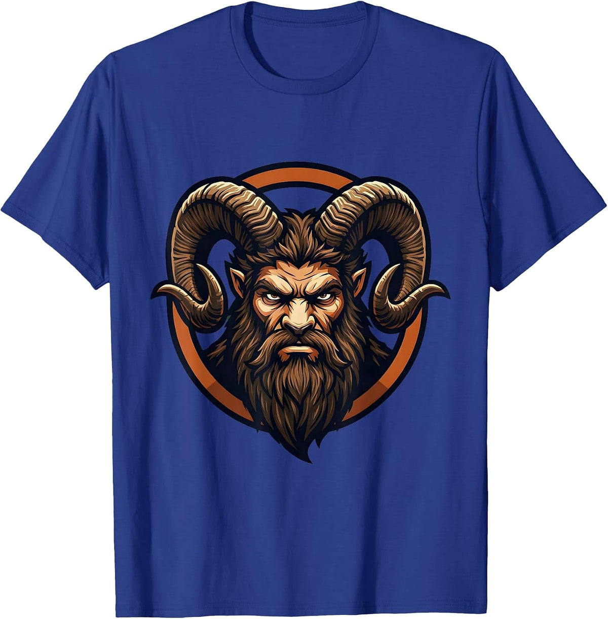 Bearded Mountain Goat Horns Fierce Wild Spirit T-Shirt - Royal Blue