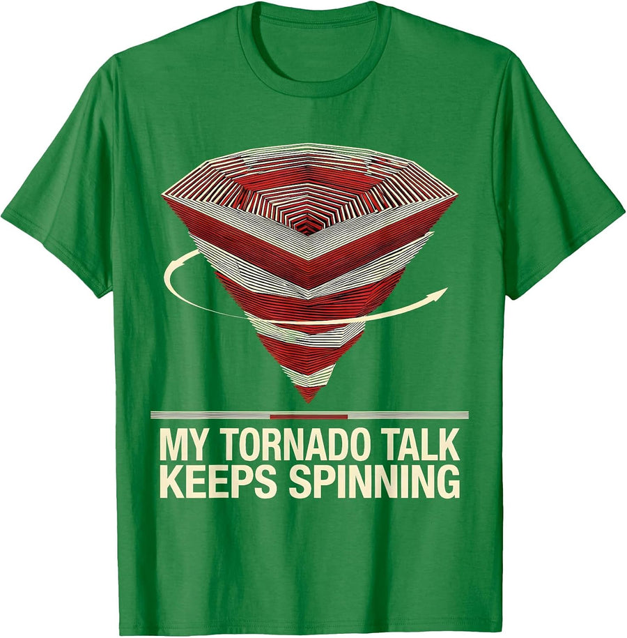 Men's My Tornado Talk Keeps Spinning Geometric Storm Chaser T-Shirt - Kelly Green