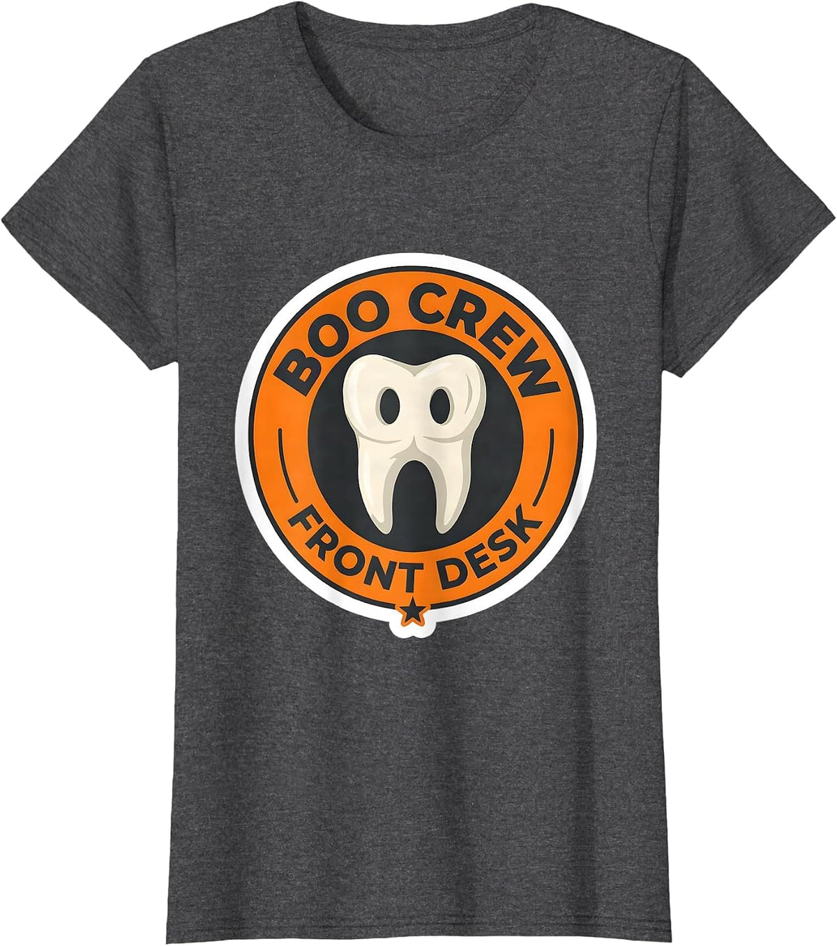 Women's Boo Crew Front Desk Dental Squad Halloween Costume Humor T-Shirt - Dark Heather Grey