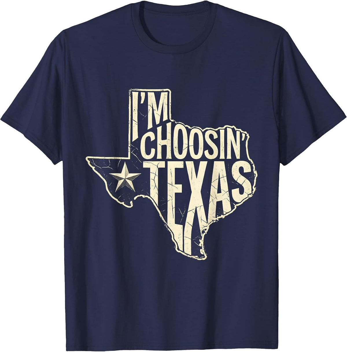 I'm Choosin' Texas Boho Western Mono State Pride Vintage T-Shirt - Navy Blue