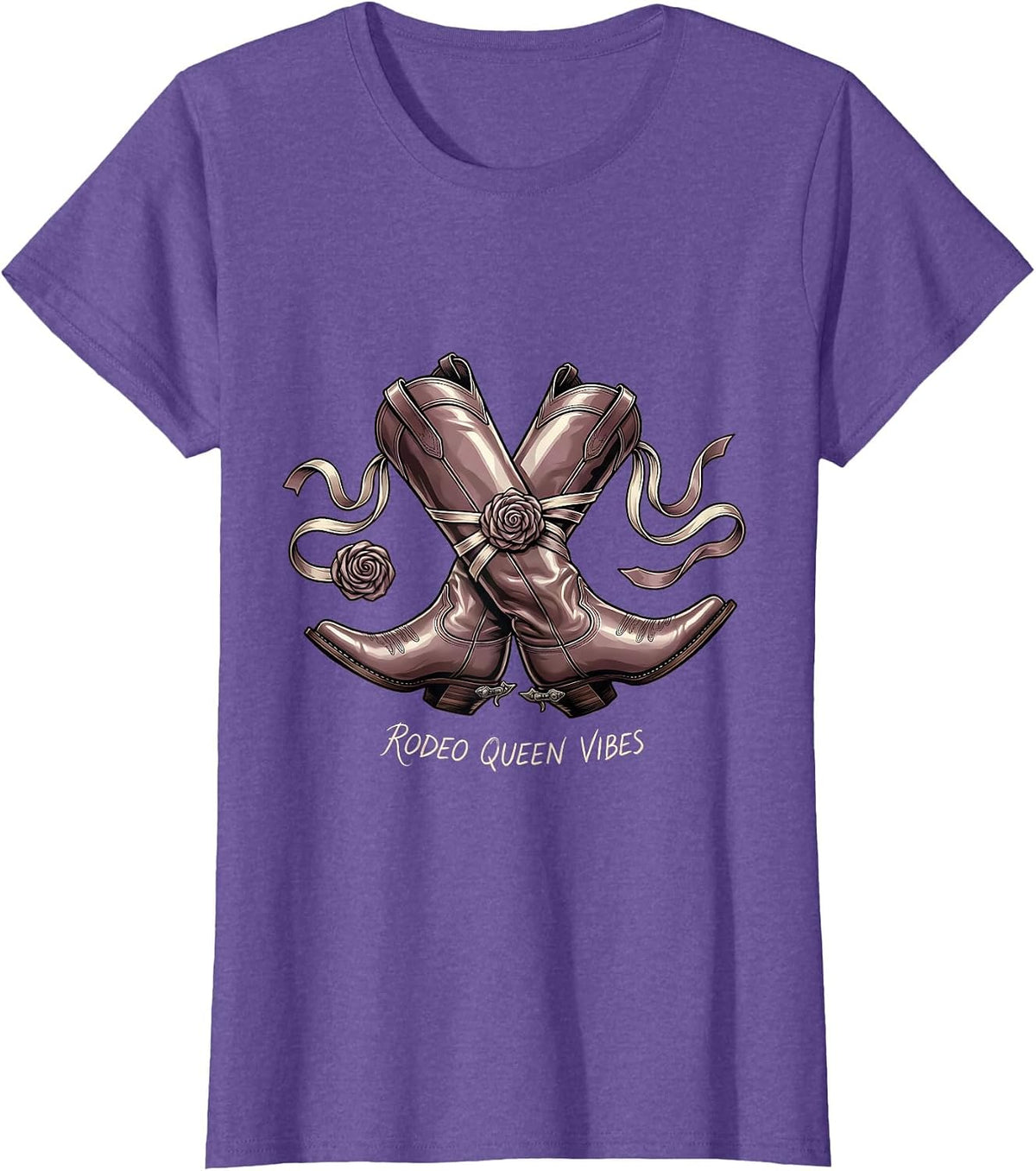Rodeo Queen Vibes Western Cowgirl Design T-Shirt - Purple Heather
