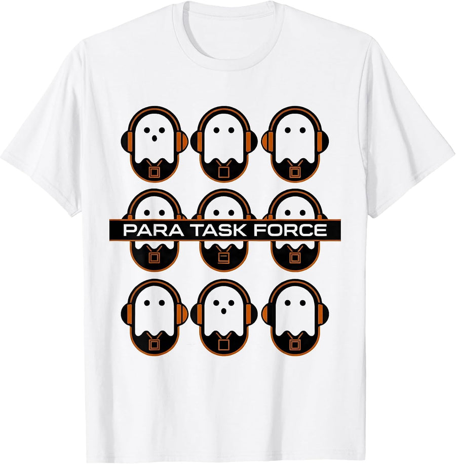 Men's Para Task Force Geometric Ghost Para Paraeducator Halloween T-Shirt - White