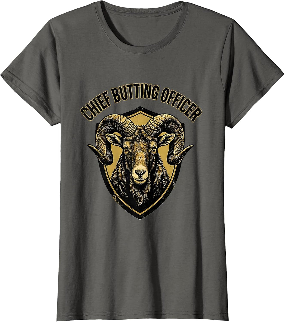 Women's Chief Butting Officer Funny Goat Lover Farmer Gift T-Shirt - Asphalt Grey