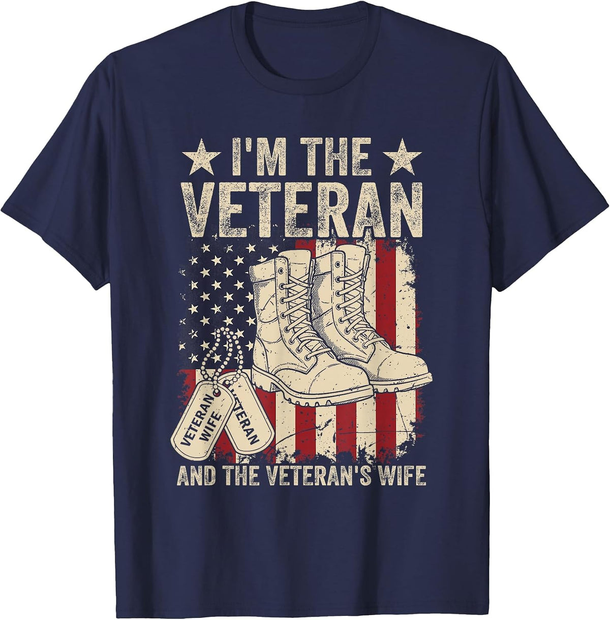 Veteran & Wife Proud American Veteran Wife Veterans Day T-Shirt - Navy Blue