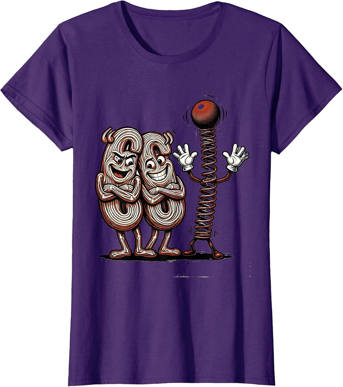 Women's Curled Quotes Exclamation Mark Retro Cartoon Grammar Teacher T-Shirt - Purple