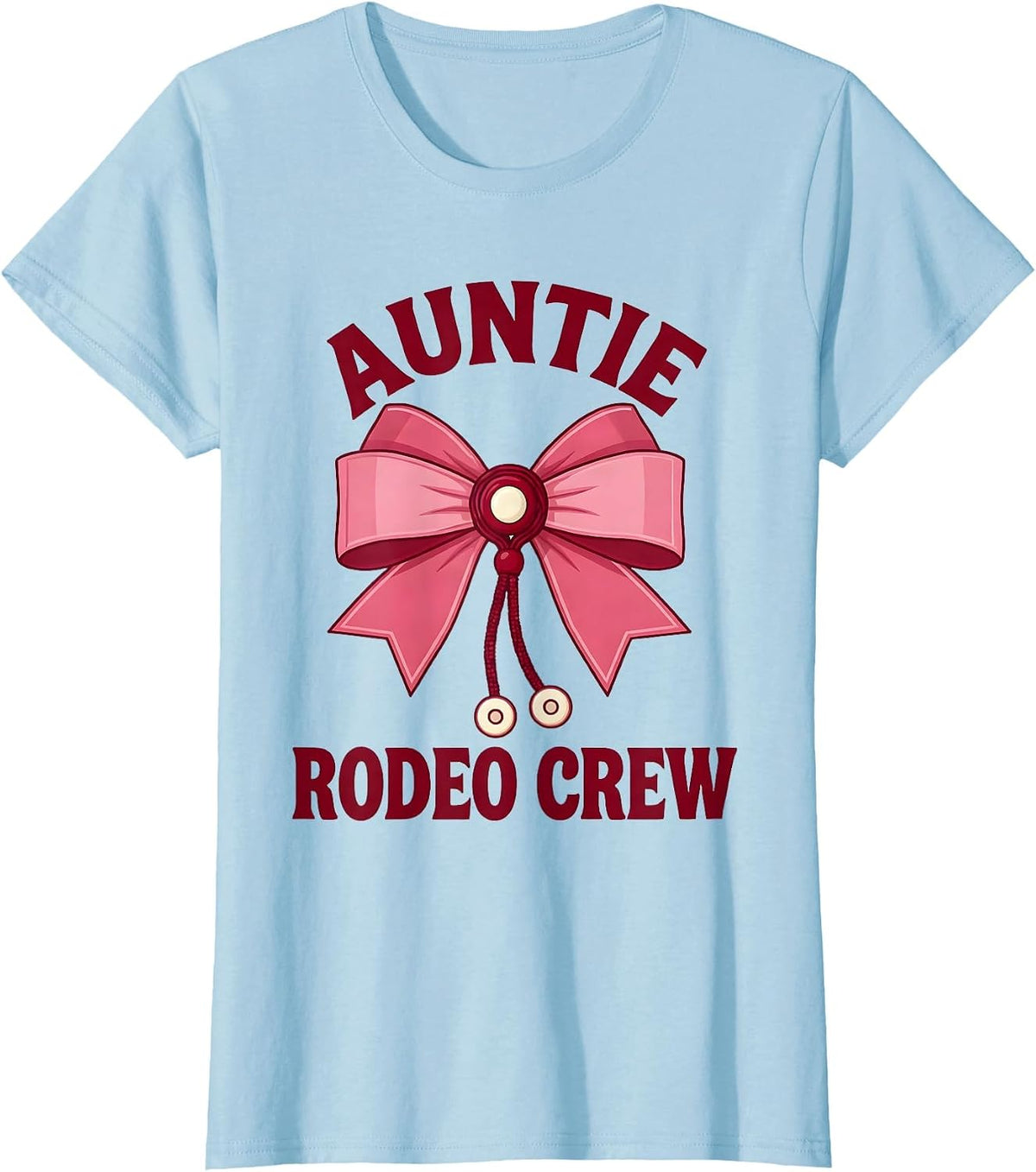Women's Auntie Rodeo Crew Coquette CowGirl Birthday Party Gift T-Shirt - Baby Blue