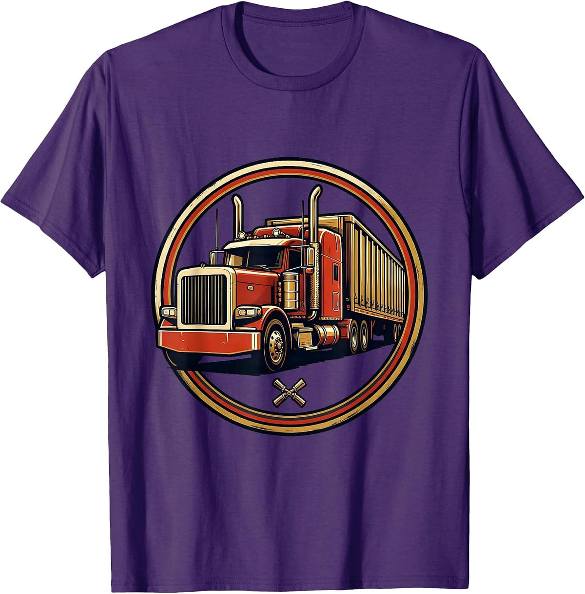 Sealed Semi Badge Classic Trucker Nostalgic Americana T-Shirt - Purple