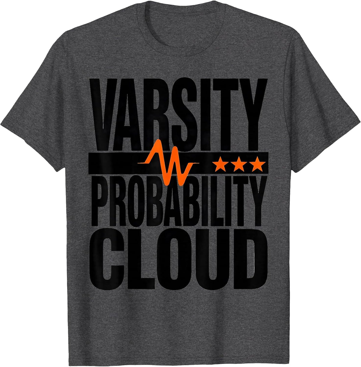 Varsity Probability Cloud Brutalist Quantum Physics Humor T-Shirt - Dark Heather Grey