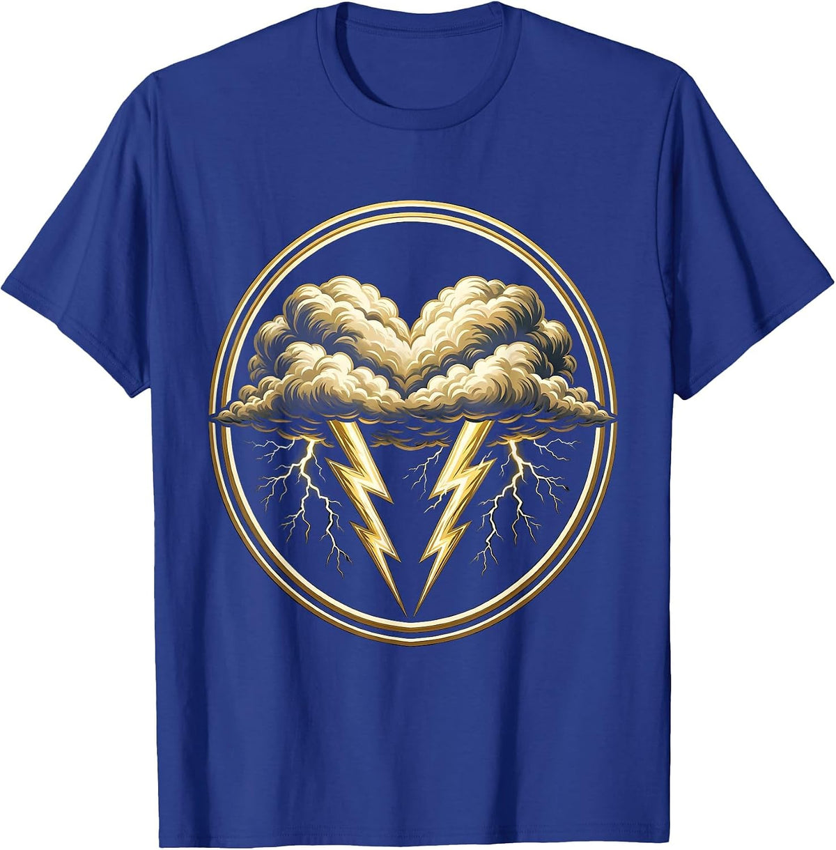 Men's I Heart Storms Heart-Shaped Storm Cloud Lightning Design T-Shirt - Royal Blue