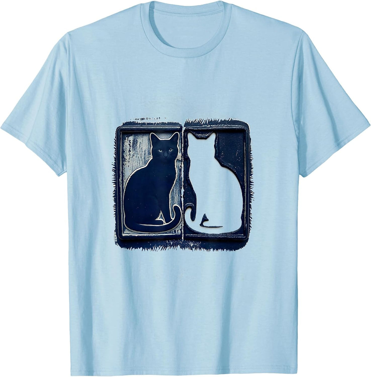 Men's Sealed Box Cat Stamp Quantum Physics Humor T-Shirt - Baby Blue