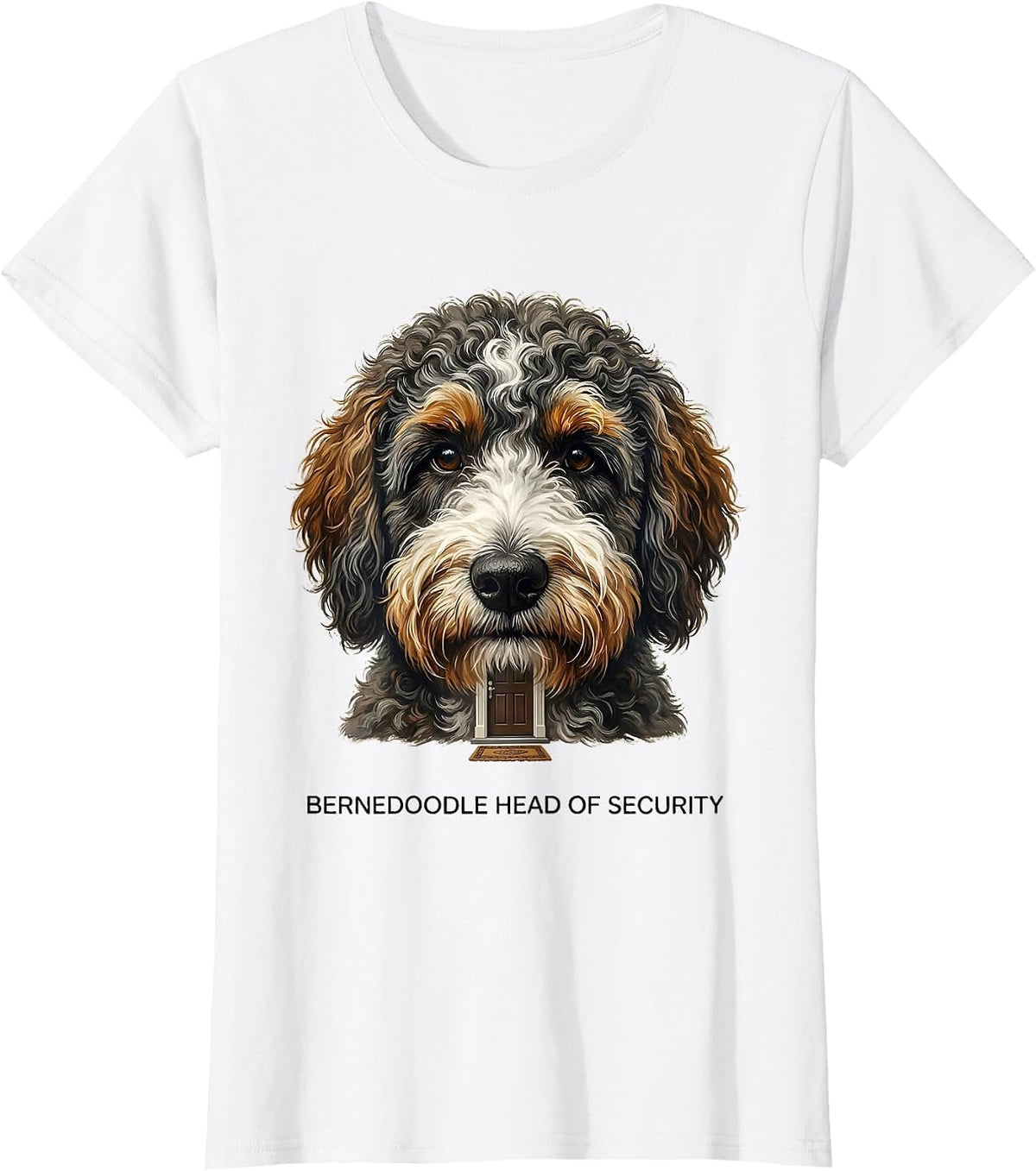 Bernedoodle Head of Security Funny Dog Mom Doodle Owner T-Shirt - White