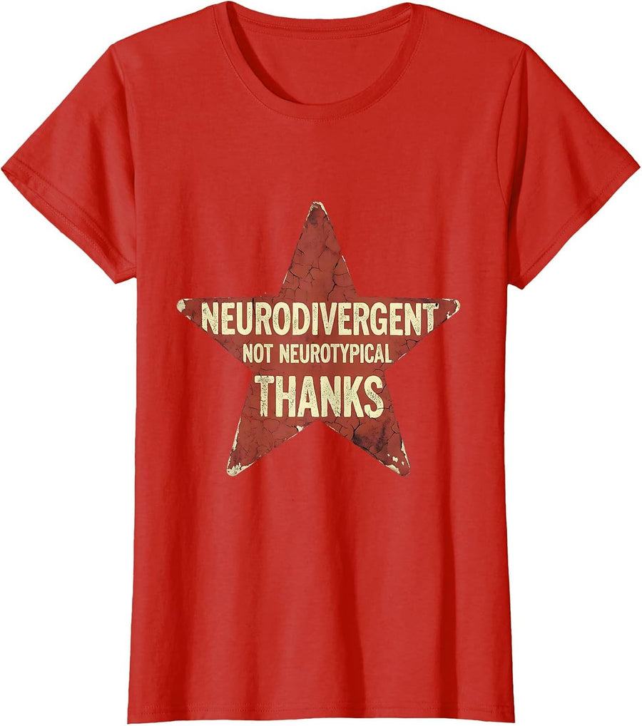 Women's Neurodivergent Not Neurotypical Thanks Autism T-Shirt - Red