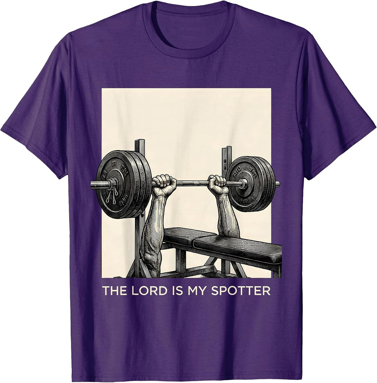 The Lord Is My Spotter Funny Christian Gym Lifter Humor T-Shirt - Purple