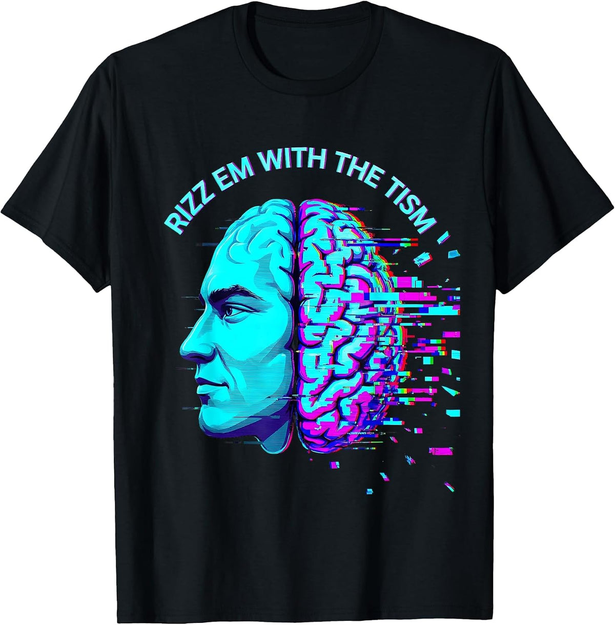 Men's Rizz Em With The Tism Autism Awareness Design T-Shirt - Black