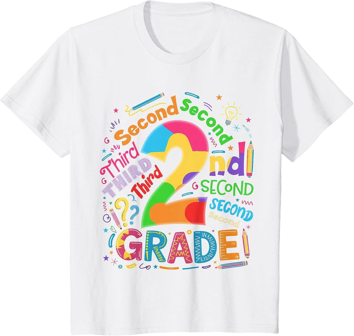 Back to School 2nd Grade Team Typography Student Teacher T-Shirt - White