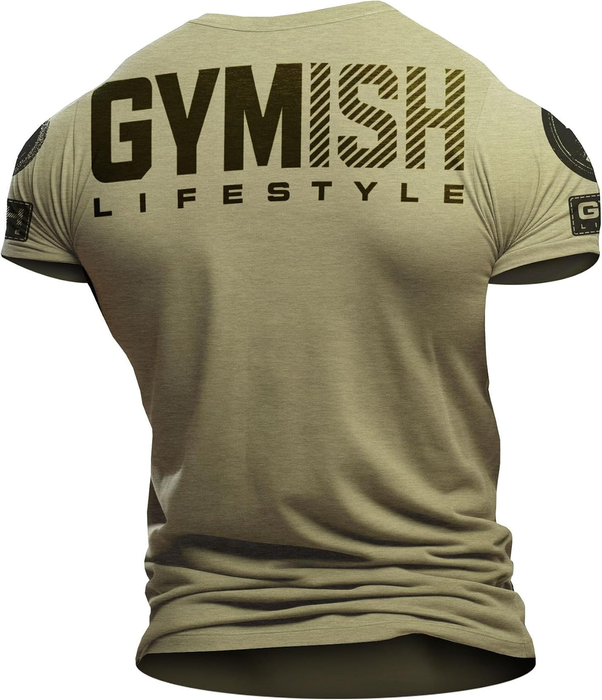 Gymish Lifestyle Mens T-Shirts Graphic Tees, Short Sleeve Sports Shirt - 1. Gymish Lifestyle Military Green Branded