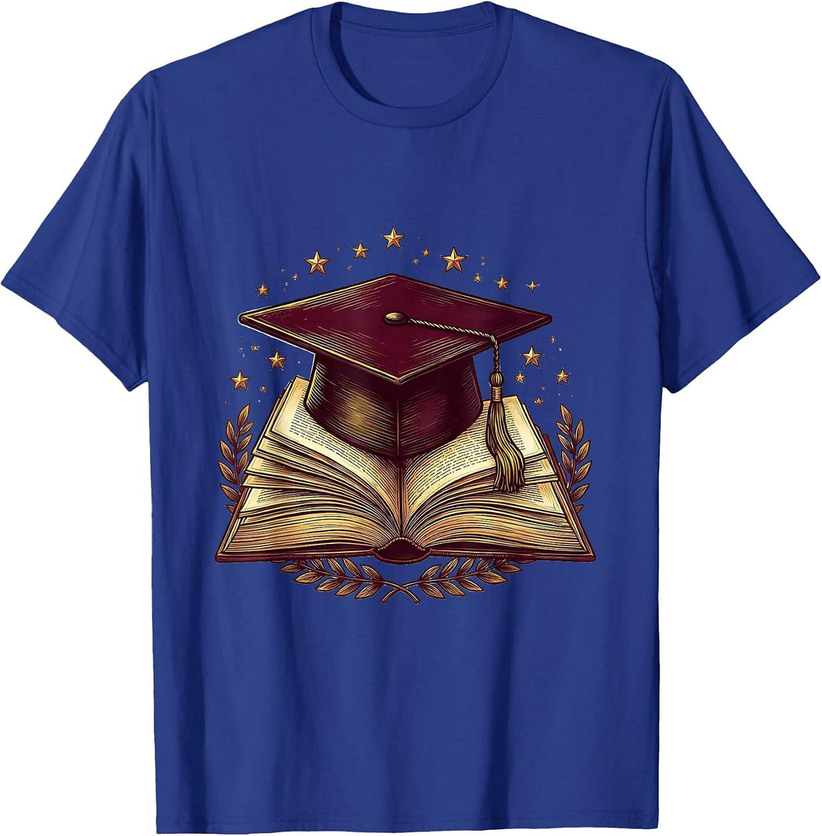 School Counselor Graduation Cap and Book Design T-Shirt - Royal Blue