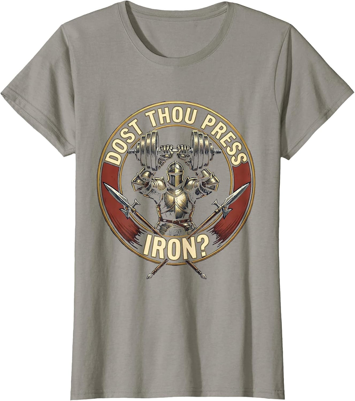 Women's Dost Thou Press Iron Funny Medieval Gym Lifting Meme T-Shirt - Slate Grey