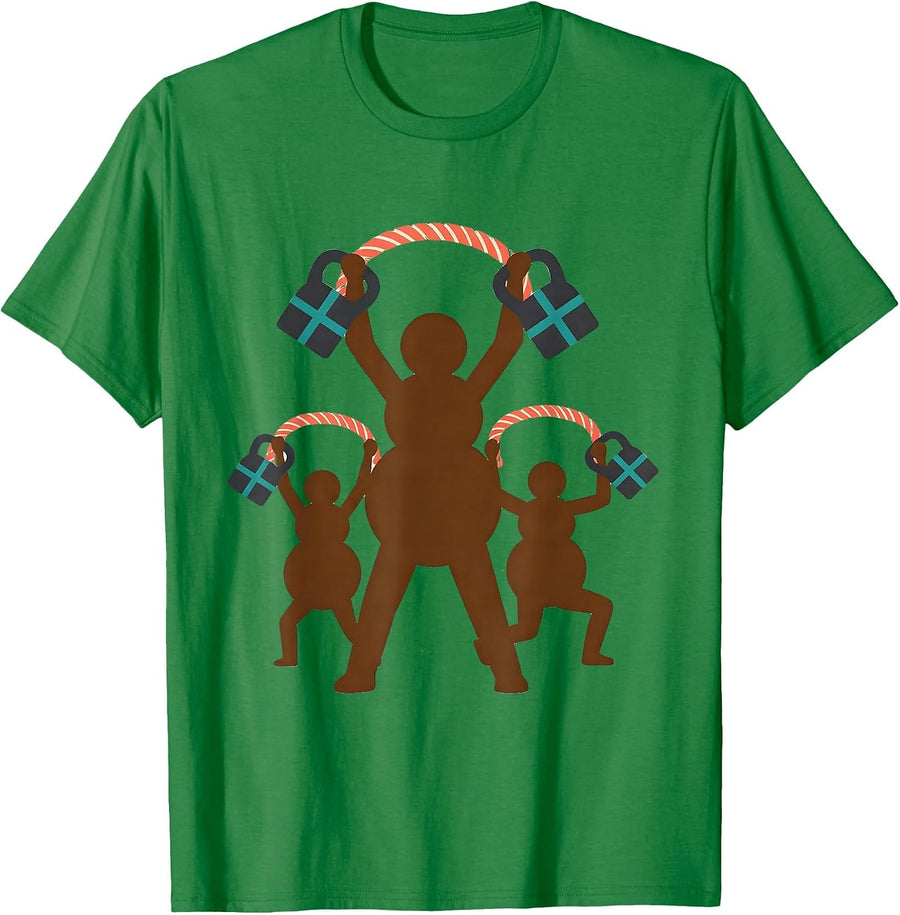 Men's Snowman Kettlebell Midcentury Modern Christmas Gym Humor T-Shirt - Kelly Green