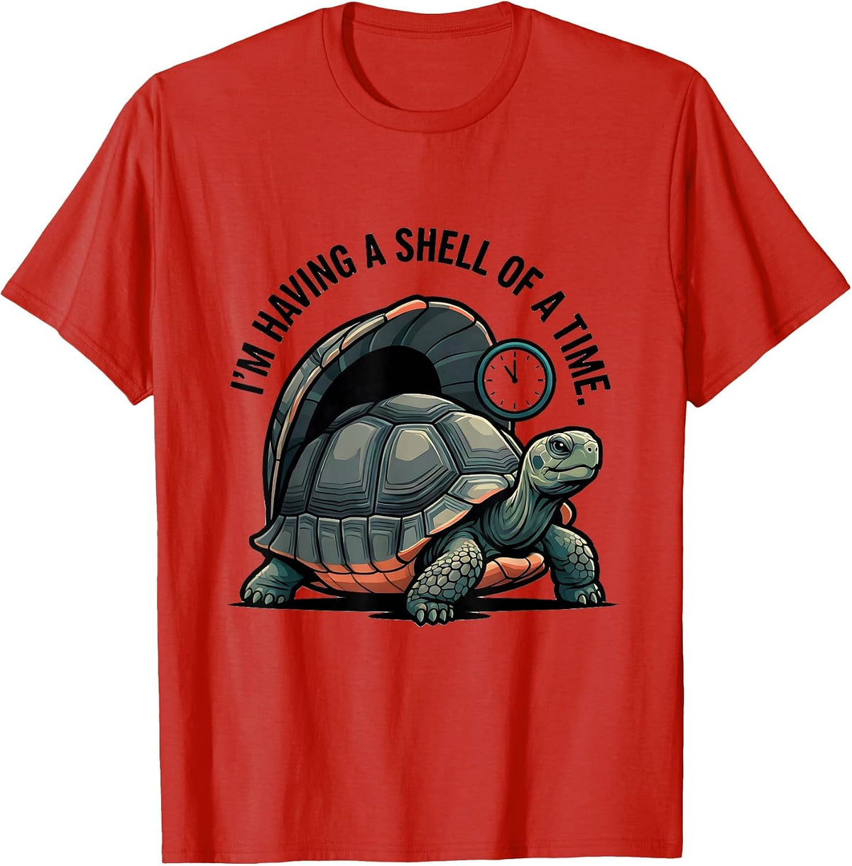 Men's I'm Having A Shell Of A Time Funny Tortoise Lover Pet Humor T-Shirt - Red