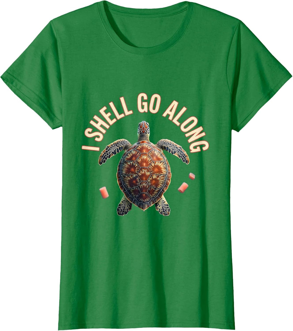 Women's I Shell Go Along Funny Sea Turtle Lover Tropical Vacation T-Shirt - Kelly Green